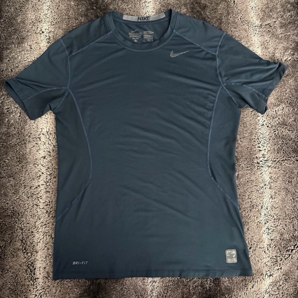 Nike Men's Short Sleeve Tee - Black with Navy Blue Stitching
